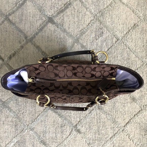 Coach 11239 Brown Signature Shoulder Tote Bag - Picture 7 of 8